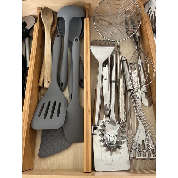 NEW Adjustable Bamboo Drawer Dividers 8-Piece Set Small Size For Kitchen Storage - Picture 4 of 4